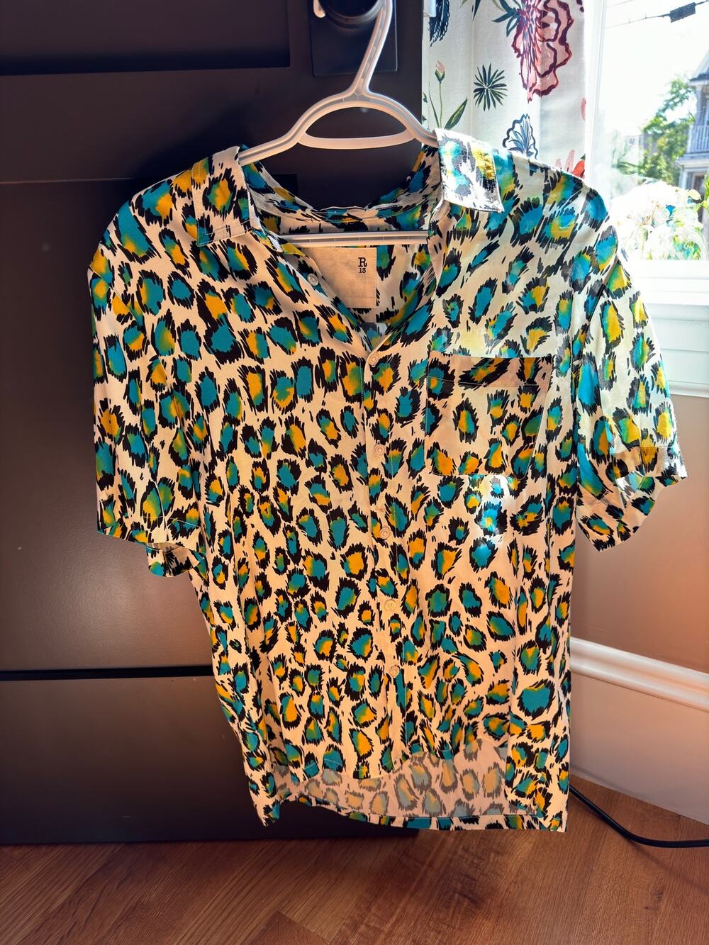 R13 Tony Leopard Button Down Shirt Size M